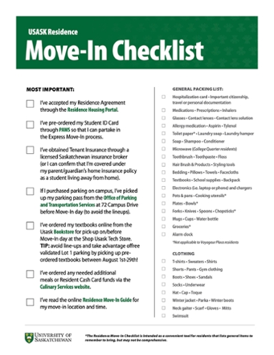 Move In Checklist